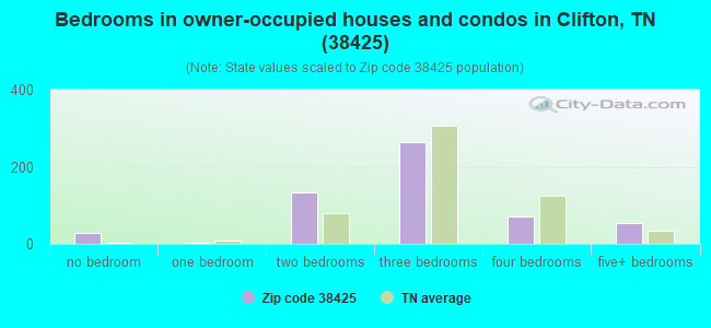 Bedrooms in owner-occupied houses and condos in Clifton, TN (38425) 