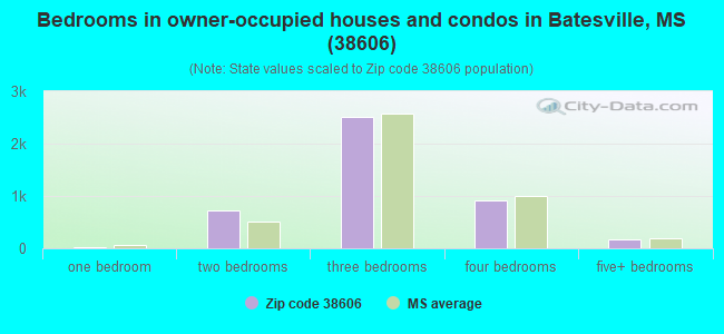 Bedrooms in owner-occupied houses and condos in Batesville, MS (38606) 