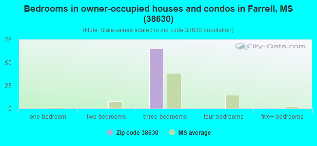 Bedrooms in owner-occupied houses and condos in Farrell, MS (38630) 