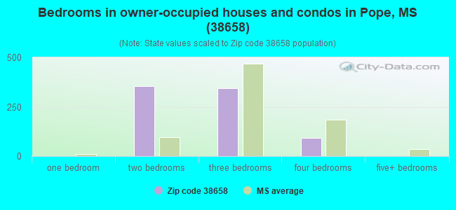 Bedrooms in owner-occupied houses and condos in Pope, MS (38658) 
