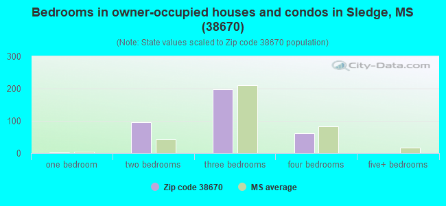 Bedrooms in owner-occupied houses and condos in Sledge, MS (38670) 