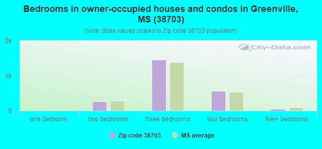 Bedrooms in owner-occupied houses and condos in Greenville, MS (38703) 
