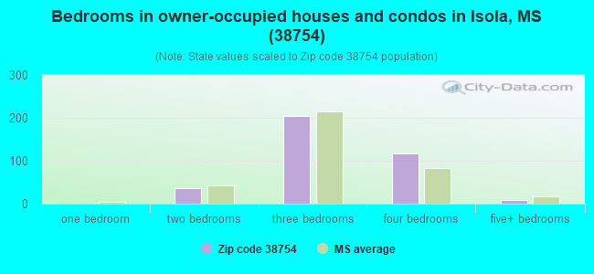 Bedrooms in owner-occupied houses and condos in Isola, MS (38754) 