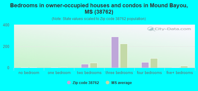 Bedrooms in owner-occupied houses and condos in Mound Bayou, MS (38762) 