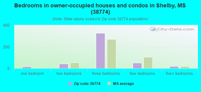 Bedrooms in owner-occupied houses and condos in Shelby, MS (38774) 