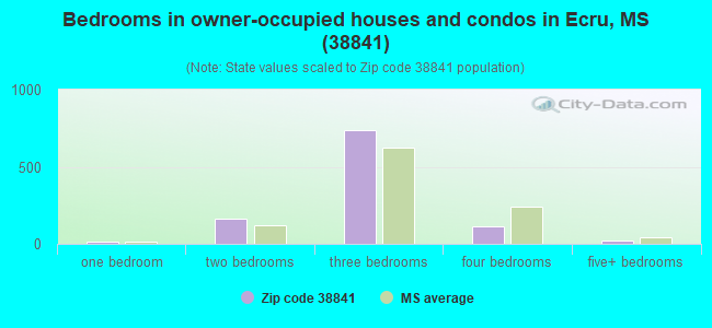 Bedrooms in owner-occupied houses and condos in Ecru, MS (38841) 