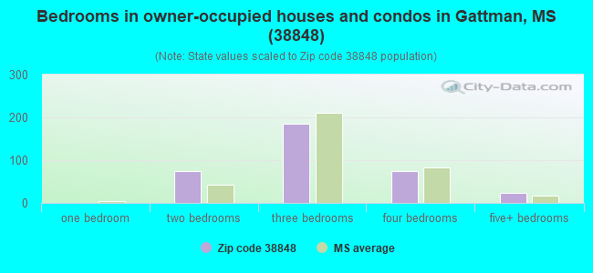 Bedrooms in owner-occupied houses and condos in Gattman, MS (38848) 