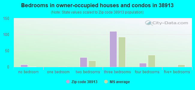 Bedrooms in owner-occupied houses and condos in 38913 