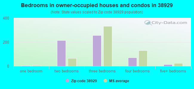 Bedrooms in owner-occupied houses and condos in 38929 