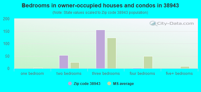 Bedrooms in owner-occupied houses and condos in 38943 