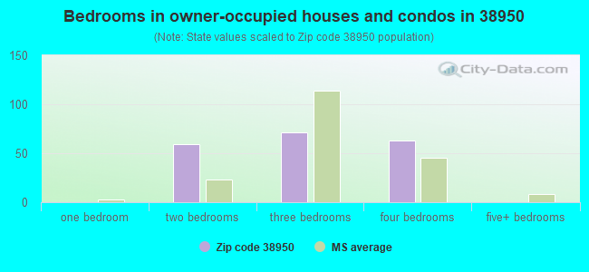 Bedrooms in owner-occupied houses and condos in 38950 