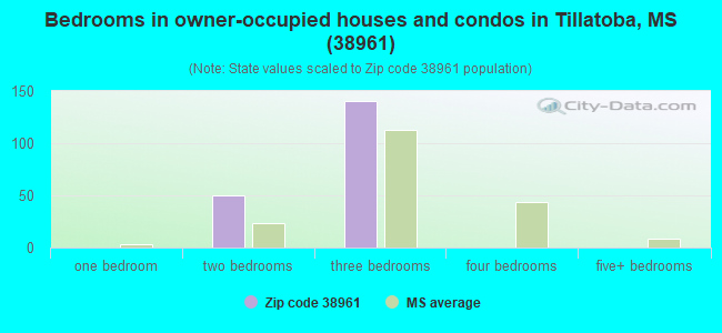 Bedrooms in owner-occupied houses and condos in Tillatoba, MS (38961) 