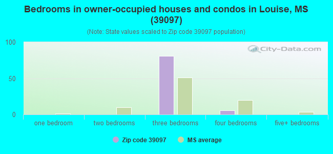 Bedrooms in owner-occupied houses and condos in Louise, MS (39097) 