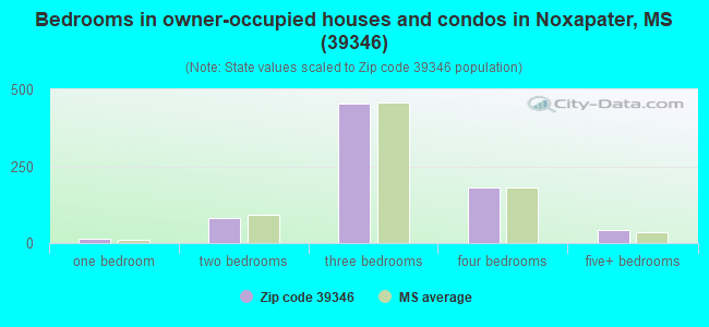 Bedrooms in owner-occupied houses and condos in Noxapater, MS (39346) 
