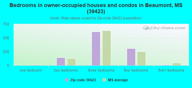 Bedrooms in owner-occupied houses and condos in Beaumont, MS (39423) 