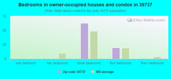 Bedrooms in owner-occupied houses and condos in 39737 