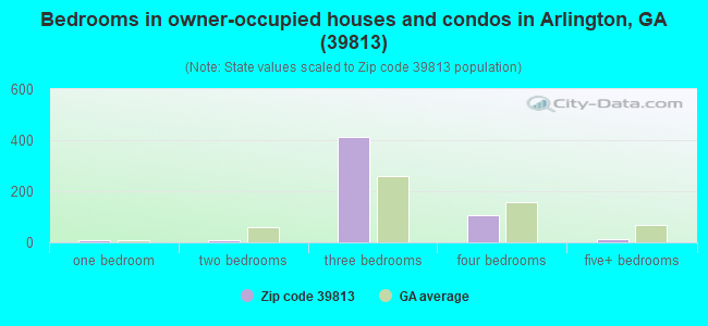 Bedrooms in owner-occupied houses and condos in Arlington, GA (39813) 