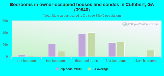 Bedrooms in owner-occupied houses and condos in Cuthbert, GA (39840) 