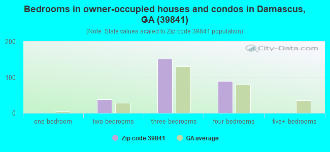 Bedrooms in owner-occupied houses and condos in Damascus, GA (39841) 