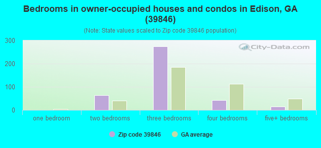 Bedrooms in owner-occupied houses and condos in Edison, GA (39846) 