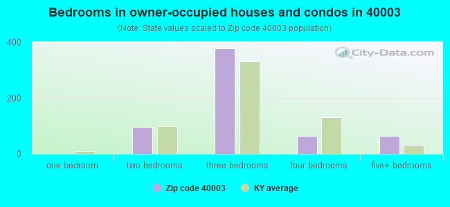 Bedrooms in owner-occupied houses and condos in 40003 