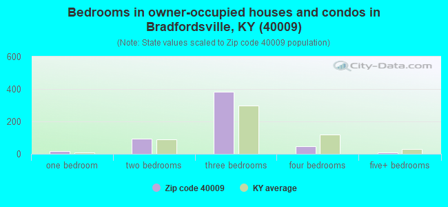 Bedrooms in owner-occupied houses and condos in Bradfordsville, KY (40009) 