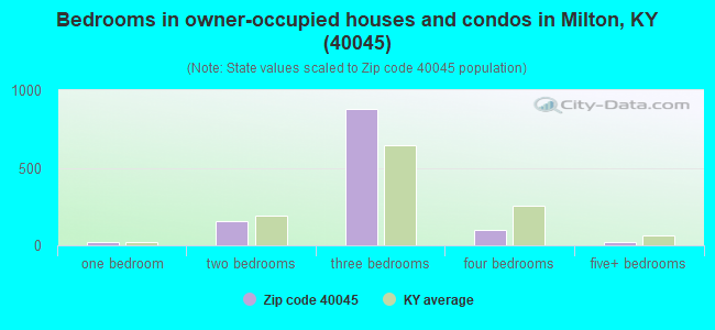 Bedrooms in owner-occupied houses and condos in Milton, KY (40045) 