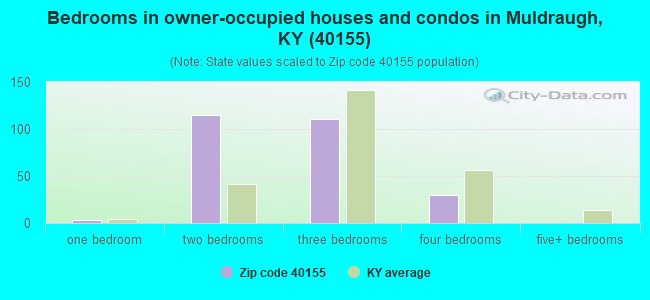 Bedrooms in owner-occupied houses and condos in Muldraugh, KY (40155) 