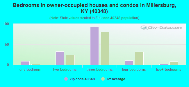 Bedrooms in owner-occupied houses and condos in Millersburg, KY (40348) 