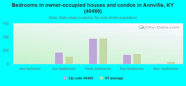 Bedrooms in owner-occupied houses and condos in Annville, KY (40486) 