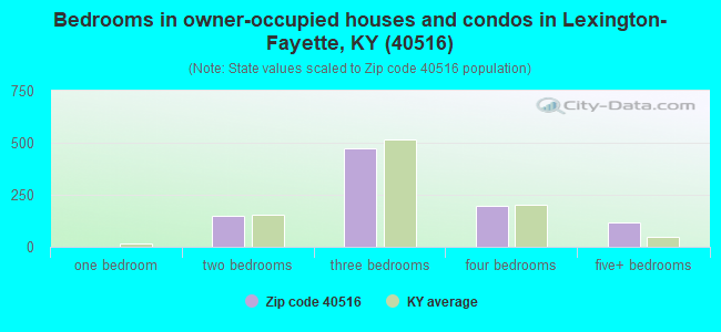 Bedrooms in owner-occupied houses and condos in Lexington-Fayette, KY (40516) 