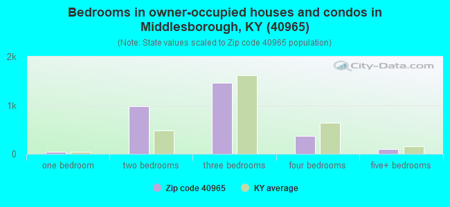 Bedrooms in owner-occupied houses and condos in Middlesborough, KY (40965) 