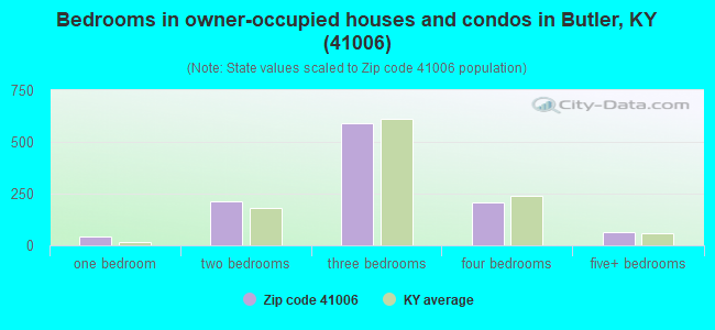 Bedrooms in owner-occupied houses and condos in Butler, KY (41006) 