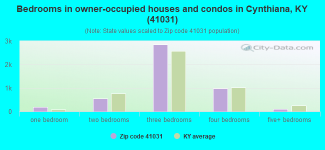 Bedrooms in owner-occupied houses and condos in Cynthiana, KY (41031) 
