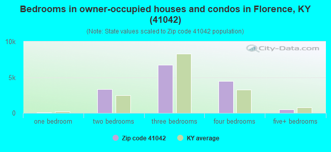 Bedrooms in owner-occupied houses and condos in Florence, KY (41042) 