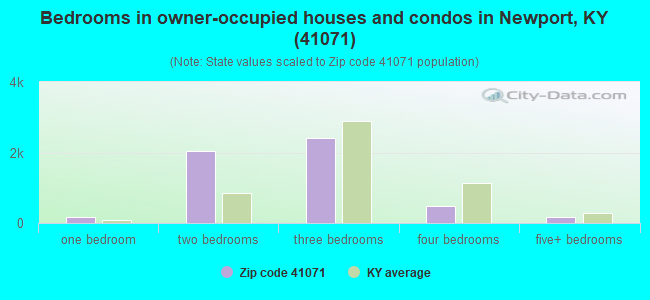 Bedrooms in owner-occupied houses and condos in Newport, KY (41071) 