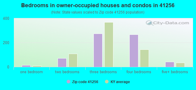 Bedrooms in owner-occupied houses and condos in 41256 