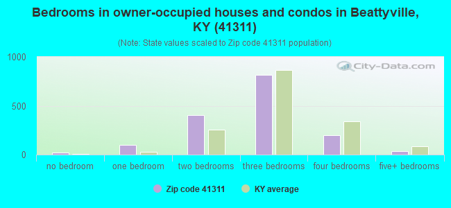 Bedrooms in owner-occupied houses and condos in Beattyville, KY (41311) 