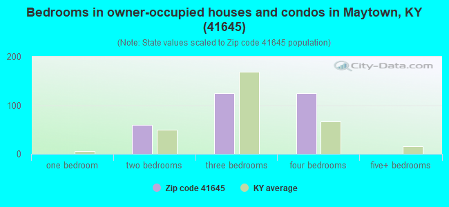 Bedrooms in owner-occupied houses and condos in Maytown, KY (41645) 
