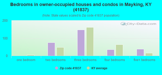 Bedrooms in owner-occupied houses and condos in Mayking, KY (41837) 