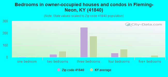 Bedrooms in owner-occupied houses and condos in Fleming-Neon, KY (41840) 