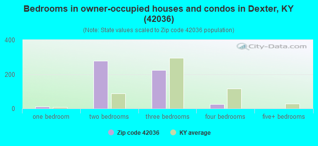 Bedrooms in owner-occupied houses and condos in Dexter, KY (42036) 