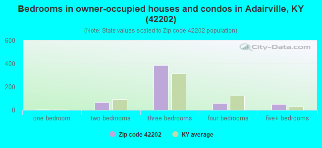 Bedrooms in owner-occupied houses and condos in Adairville, KY (42202) 