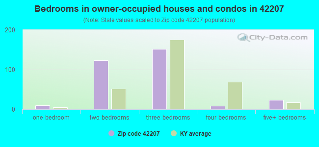 Bedrooms in owner-occupied houses and condos in 42207 