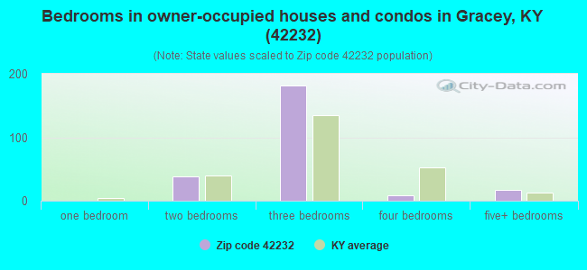 Bedrooms in owner-occupied houses and condos in Gracey, KY (42232) 
