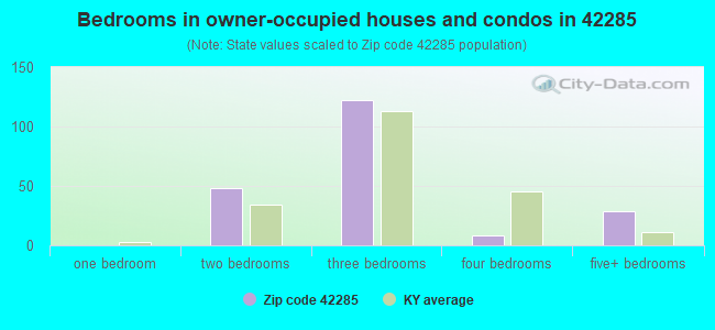 Bedrooms in owner-occupied houses and condos in 42285 