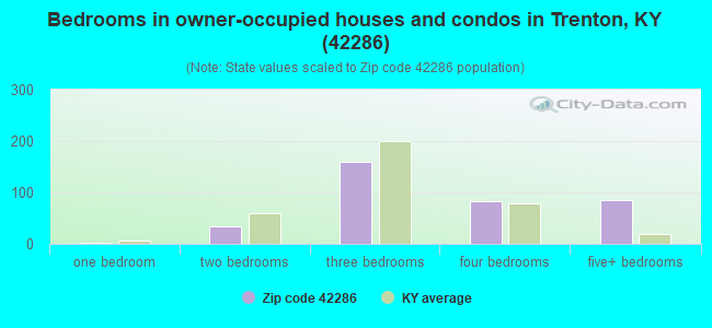 Bedrooms in owner-occupied houses and condos in Trenton, KY (42286) 