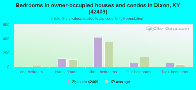 Bedrooms in owner-occupied houses and condos in Dixon, KY (42409) 