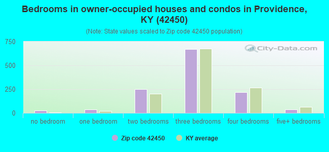Bedrooms in owner-occupied houses and condos in Providence, KY (42450) 