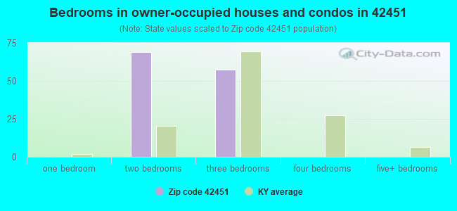 Bedrooms in owner-occupied houses and condos in 42451 